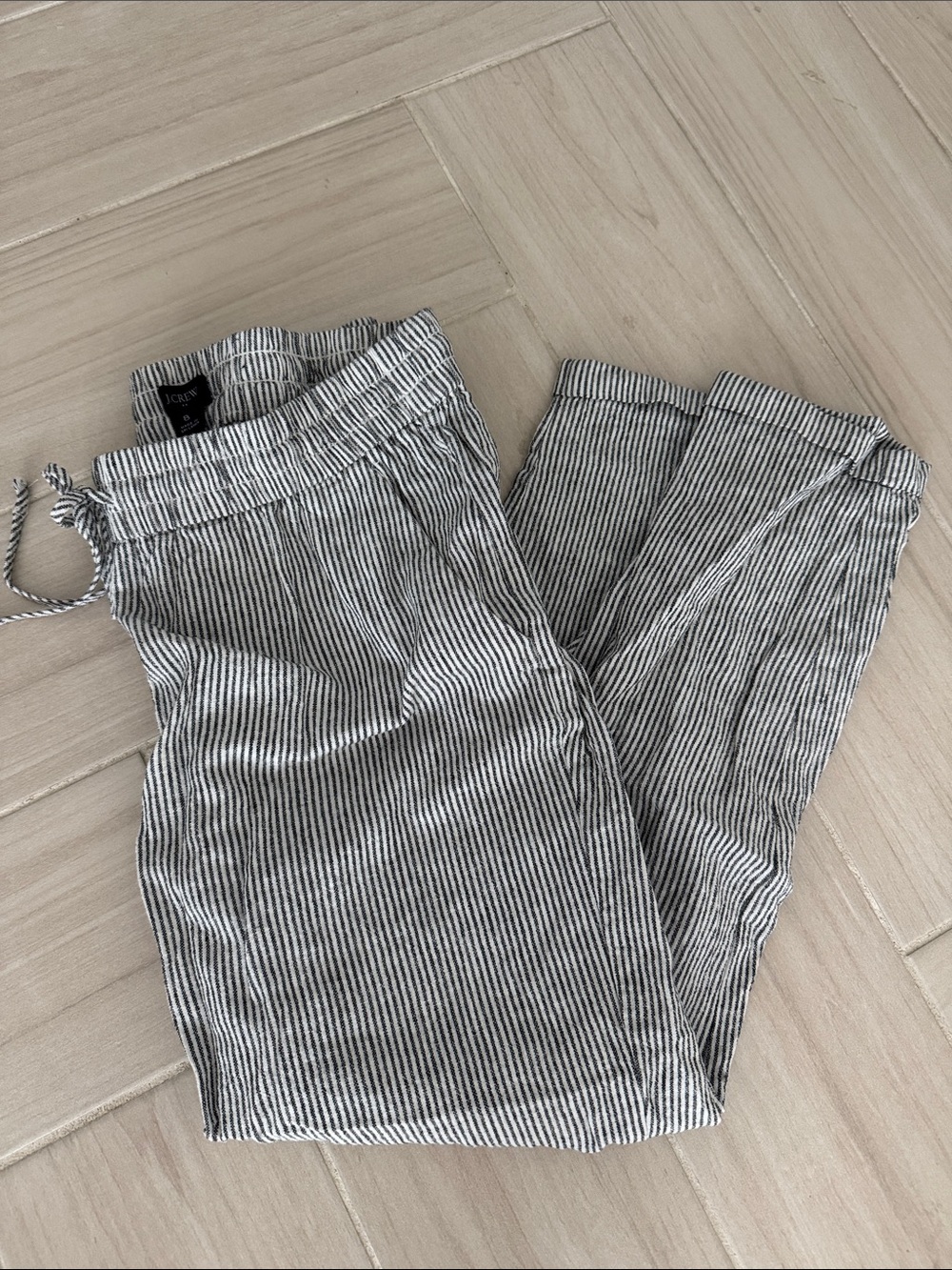 J. Crew Factory Women’s Striped Drawstring Linen Pants
